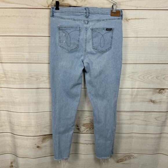 Calvin Klein Jeans Distressed Raw Hem High Rise Skinny Jeans Size 33 - Picture 6 of 13